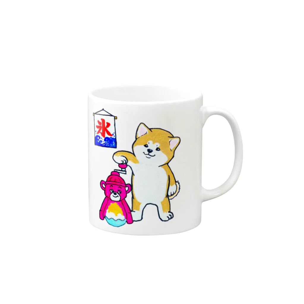 春風工房の秋田犬のカキ氷屋さん Mug :right side of the handle