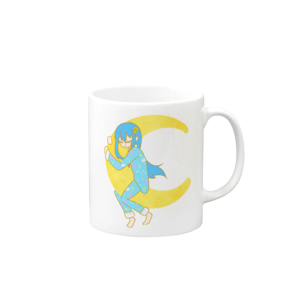 🌐A.Iグッズ直売所🌐(仮)のすやすやぶるー マグカップ Mug :right side of the handle