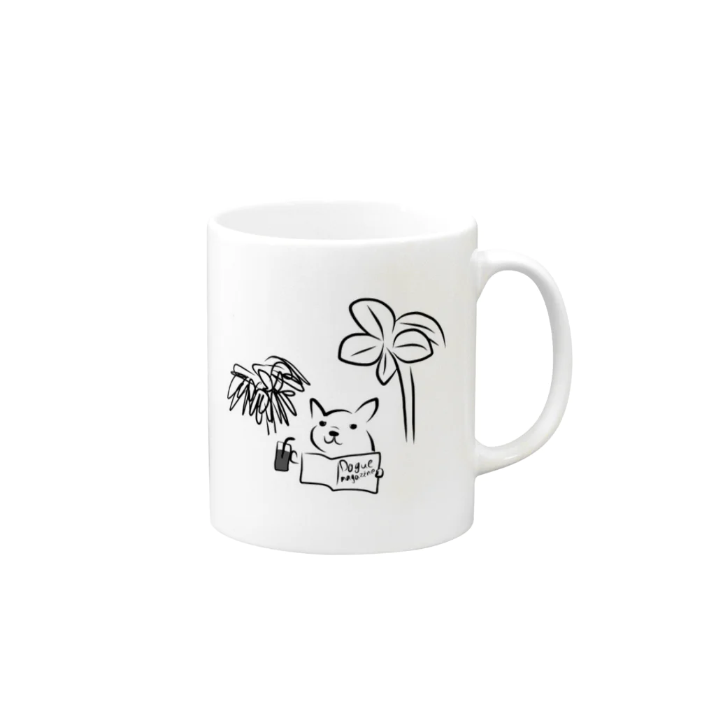 HER AND MARSHMALLOWのすきなこと　にっこりフェイス Mug :right side of the handle