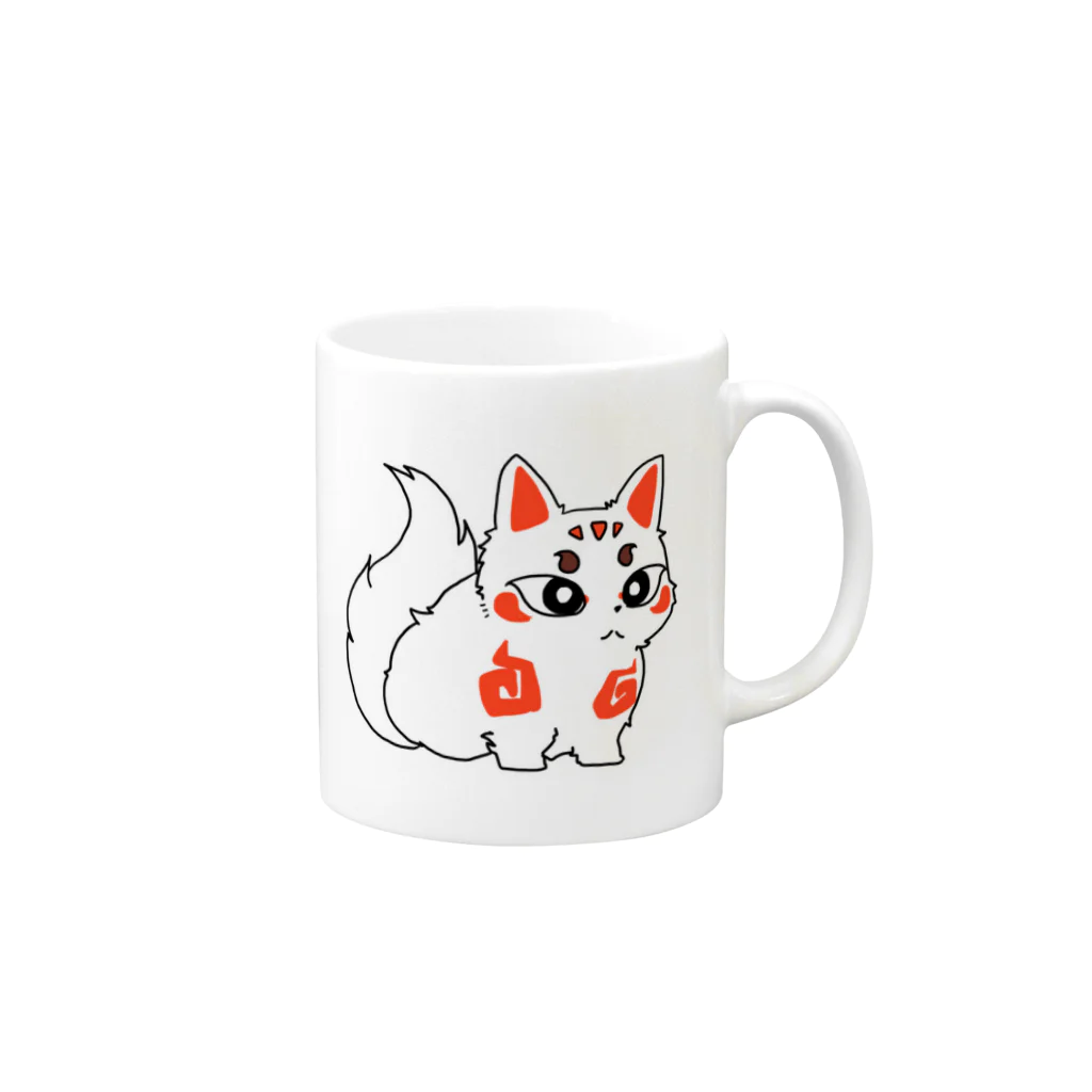 メカBooのちび白狐たん Mug :right side of the handle