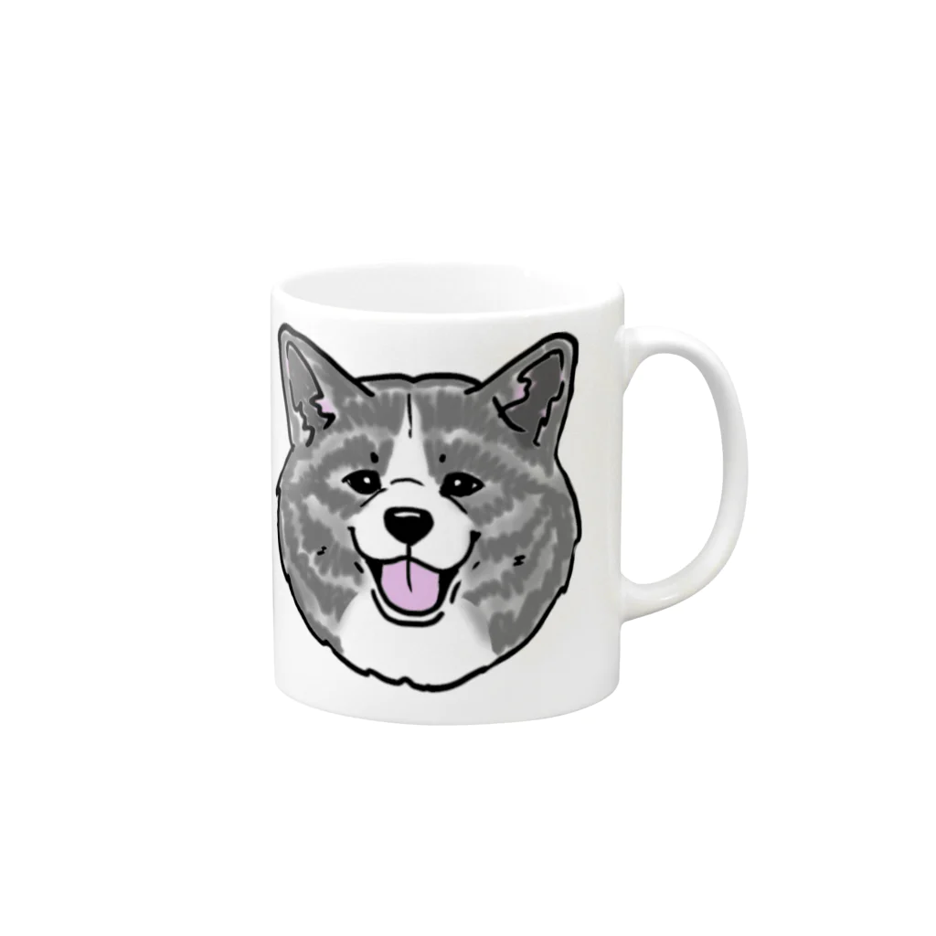 春風工房の秋田犬ハッピースマイル虎毛 Mug :right side of the handle