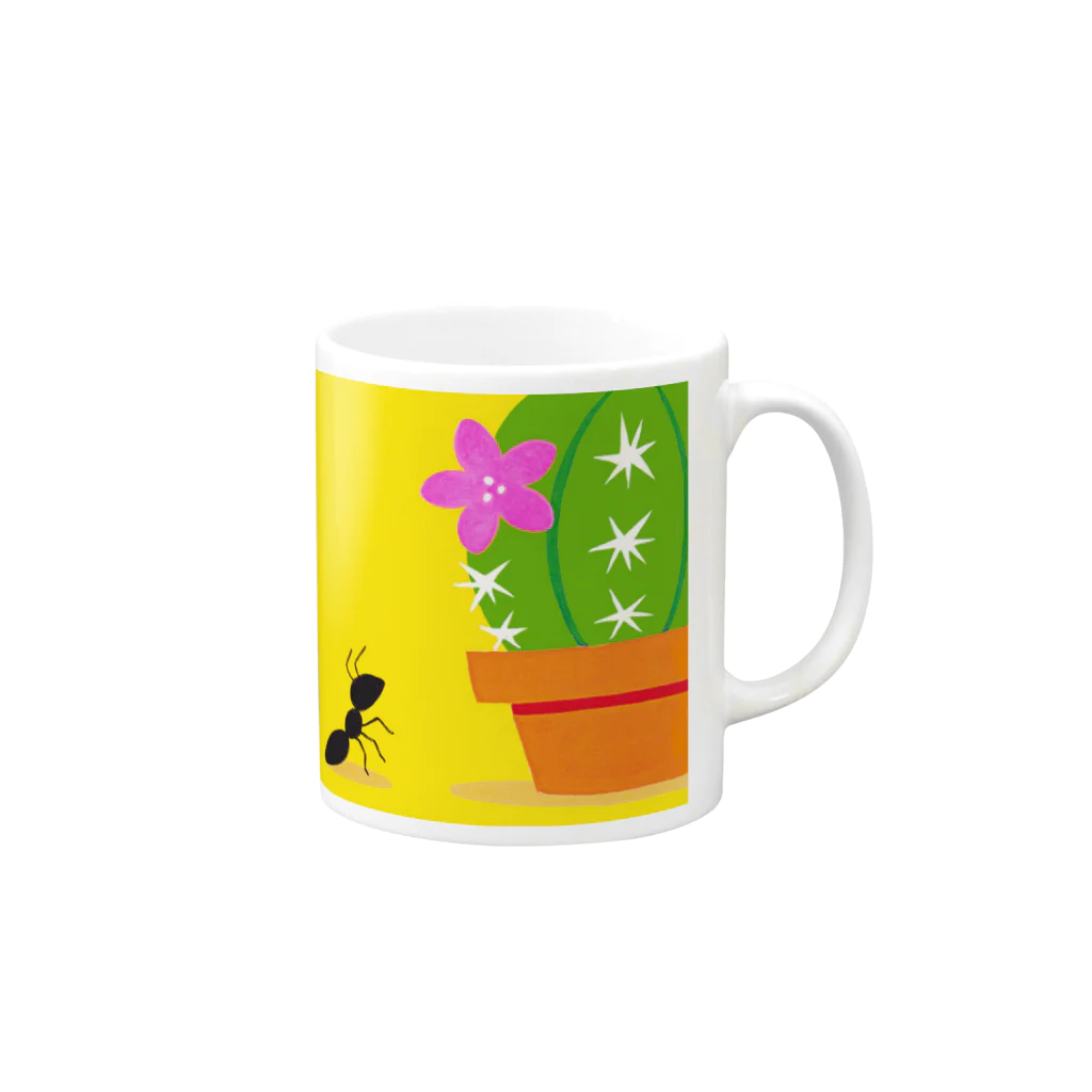 花信風のお店の蟻とサボテン Mug :right side of the handle