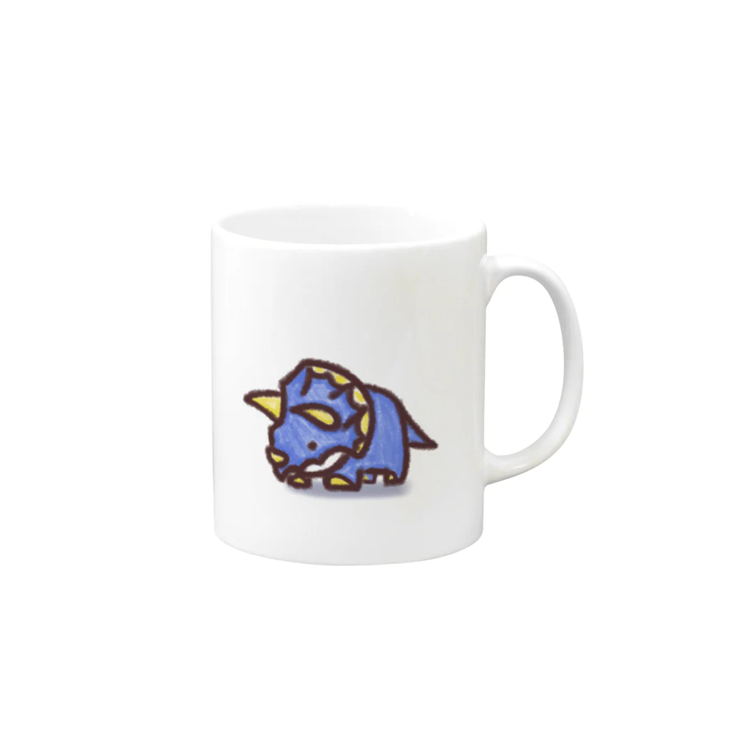 ぺぇねもんショップのクレヨン トリケラトプスくん Mug :right side of the handle