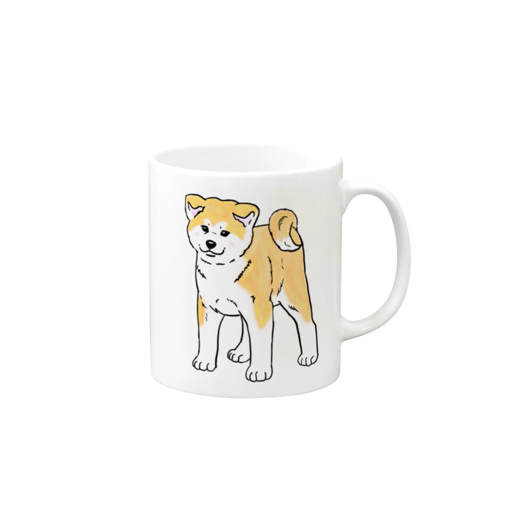 春風工房の秋田犬の展覧会立ち込み練習 Mug :right side of the handle