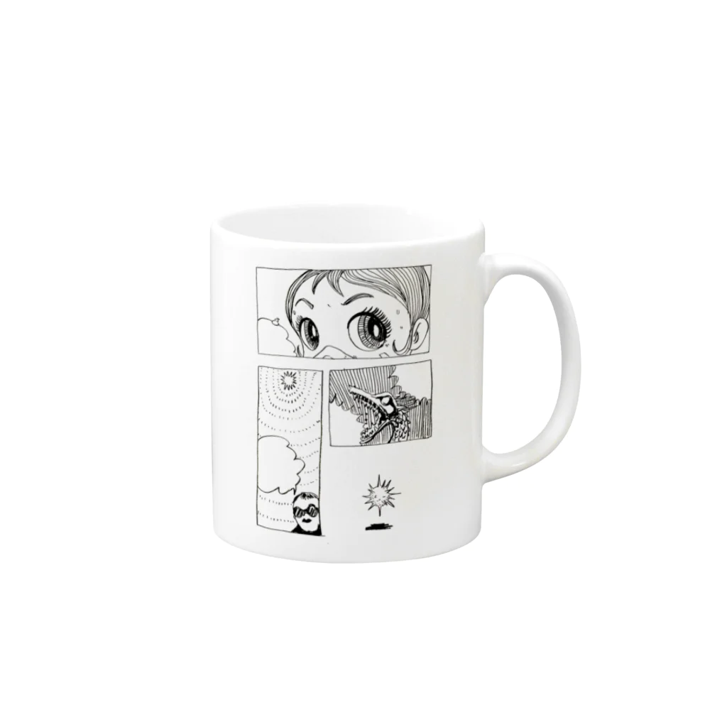 ヤノベケンジアーカイブ&コミュニティのヤノベケンジ《サン・チャイルド》（コマ割り） Mug :right side of the handle