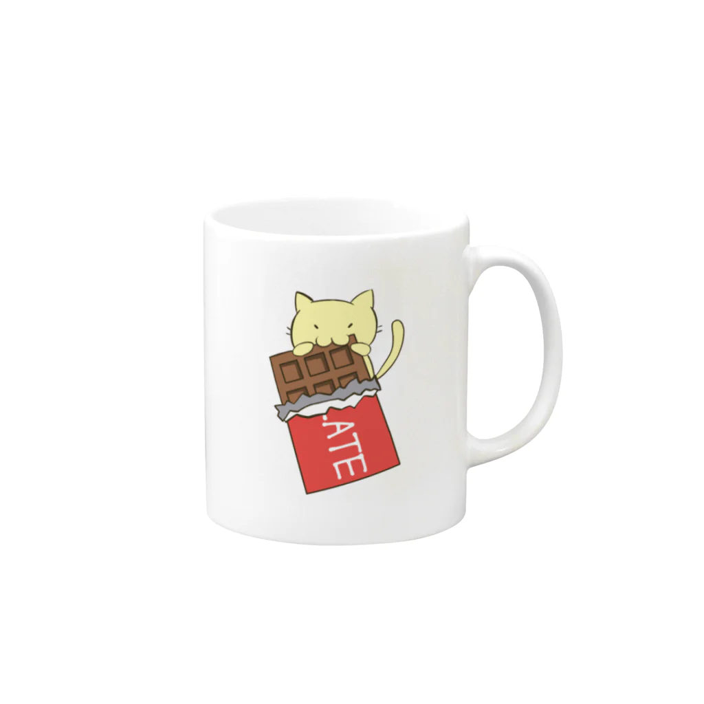 ねこのしっぽのチョコレート Mug :right side of the handle