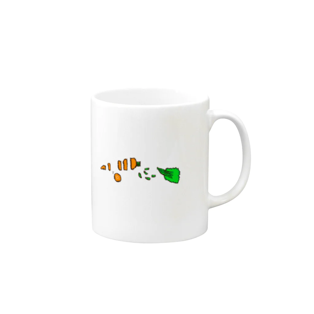 JudeHelix（☠ユダヘリックス☣）の病んでるうさぎちゃんのニンジン🥕マグ Mug :right side of the handle