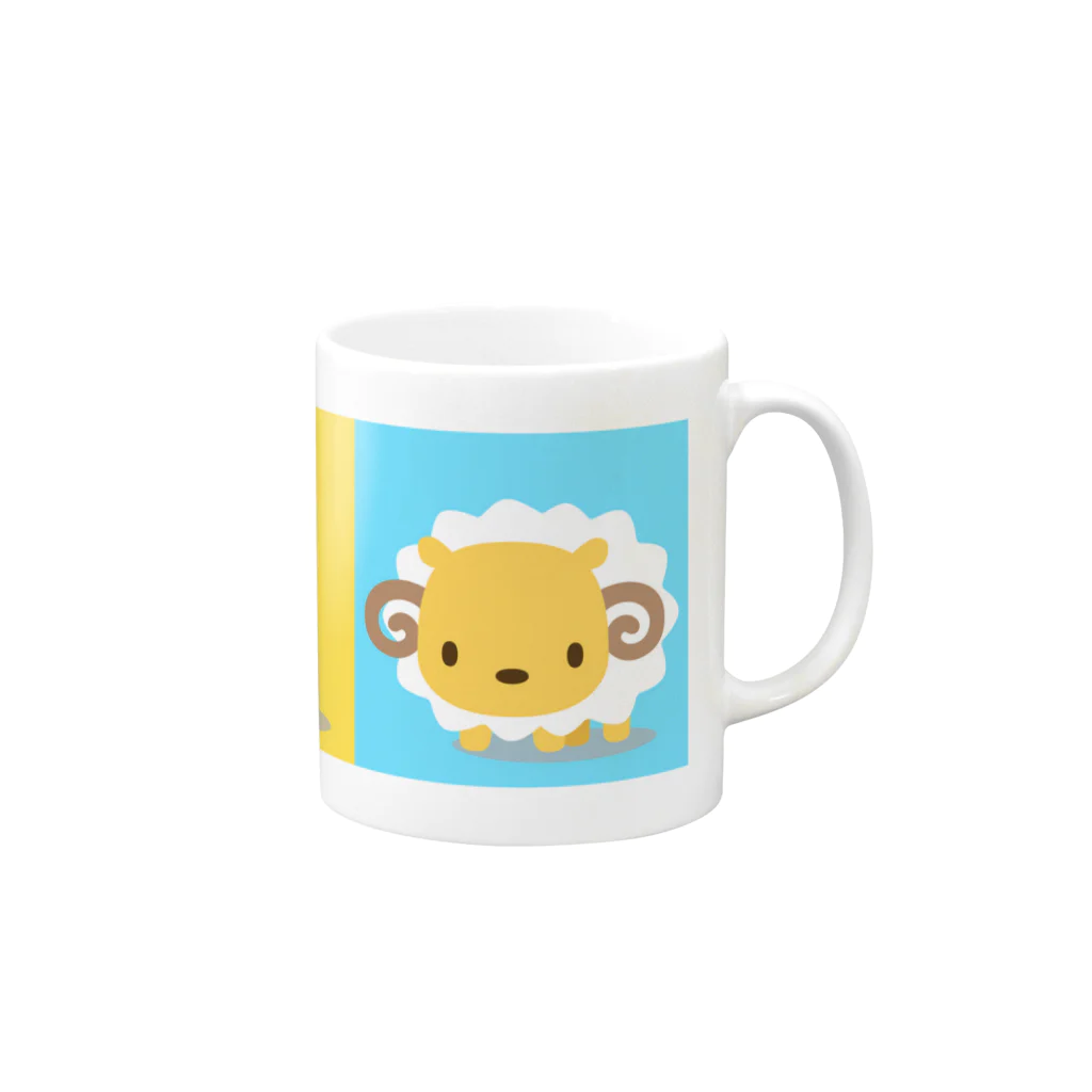 akimalのウシ・シマウマ・ヒツジ　ポップカラー Mug :right side of the handle