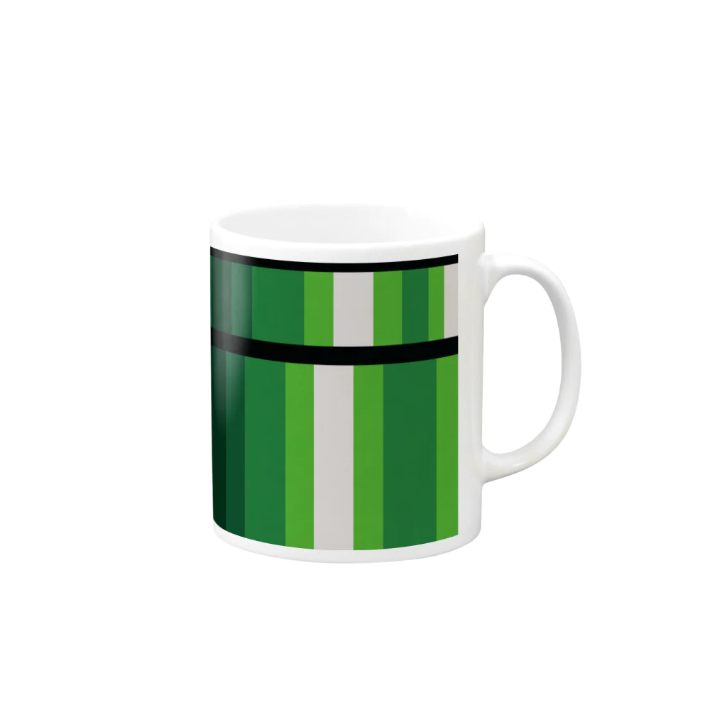 256graphの緑のストライプ Mug :right side of the handle