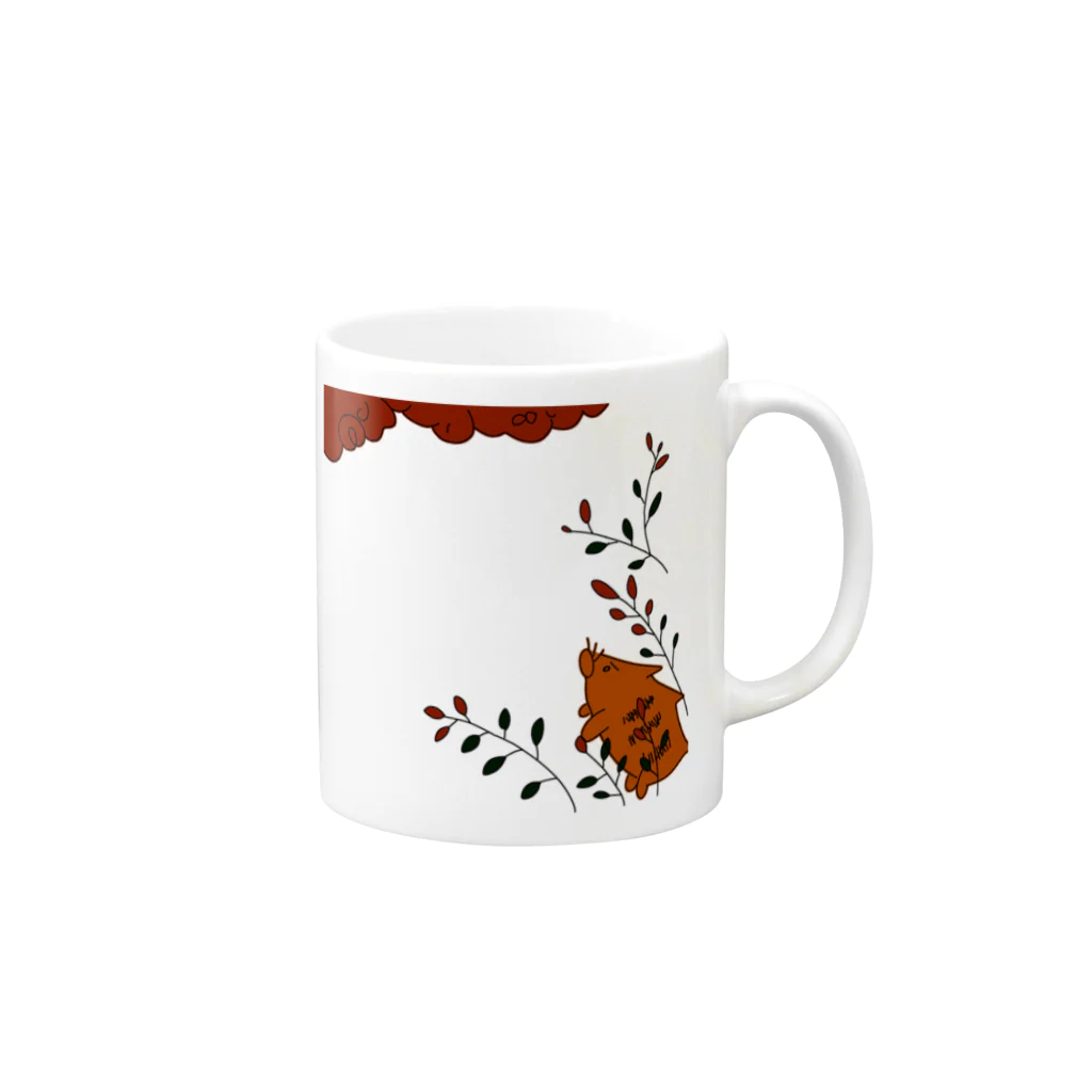 こんぺい工房の花札風　萩と猪 Mug :right side of the handle