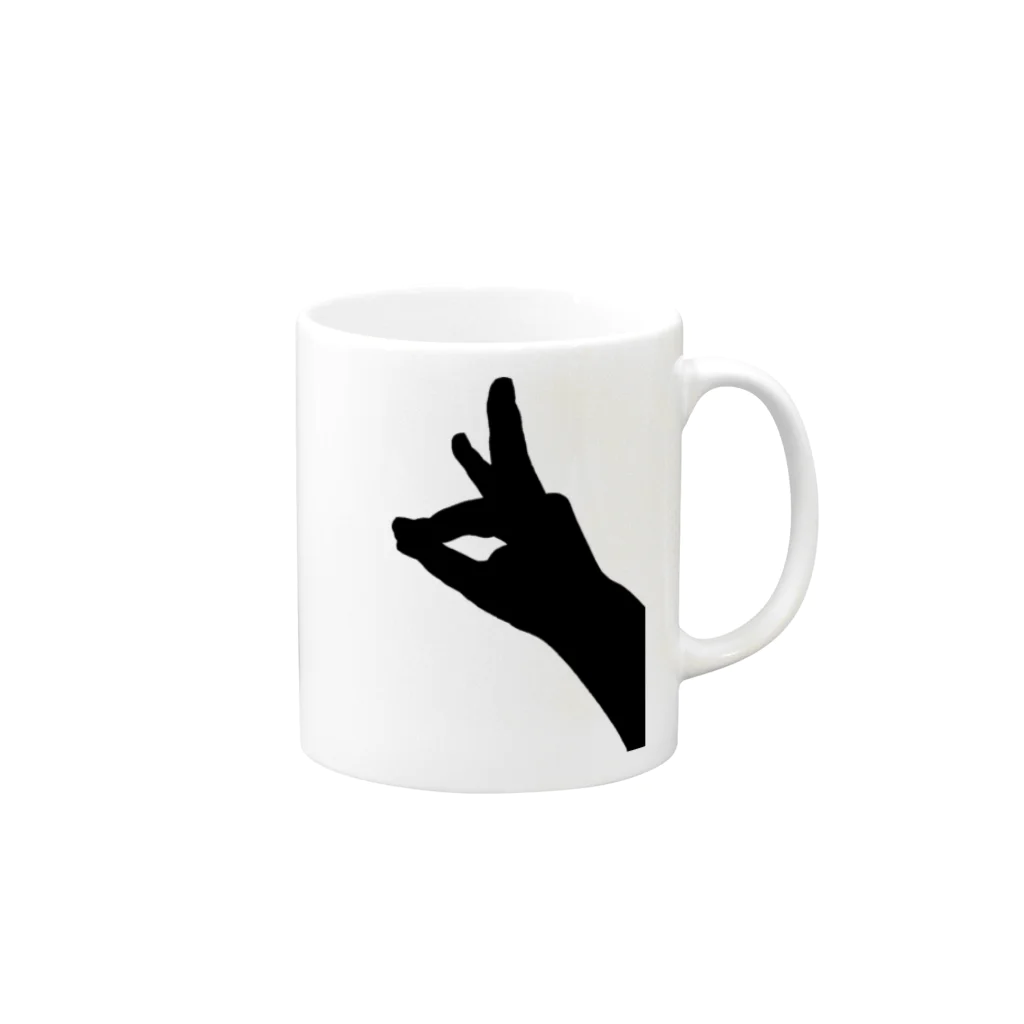笑顔と癒しの町の指狐 Mug :right side of the handle