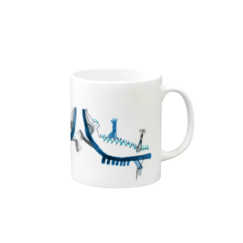 ロコベイニキの空色の二匹のワニ Mug :right side of the handle