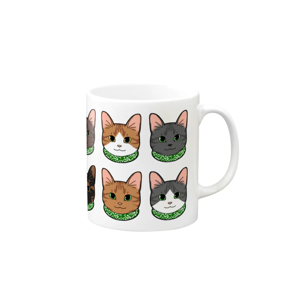 OSORAの日本の猫たち Mug :right side of the handle