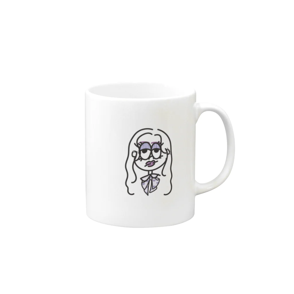 hyu-ge（イラスト）のboring Mug :right side of the handle