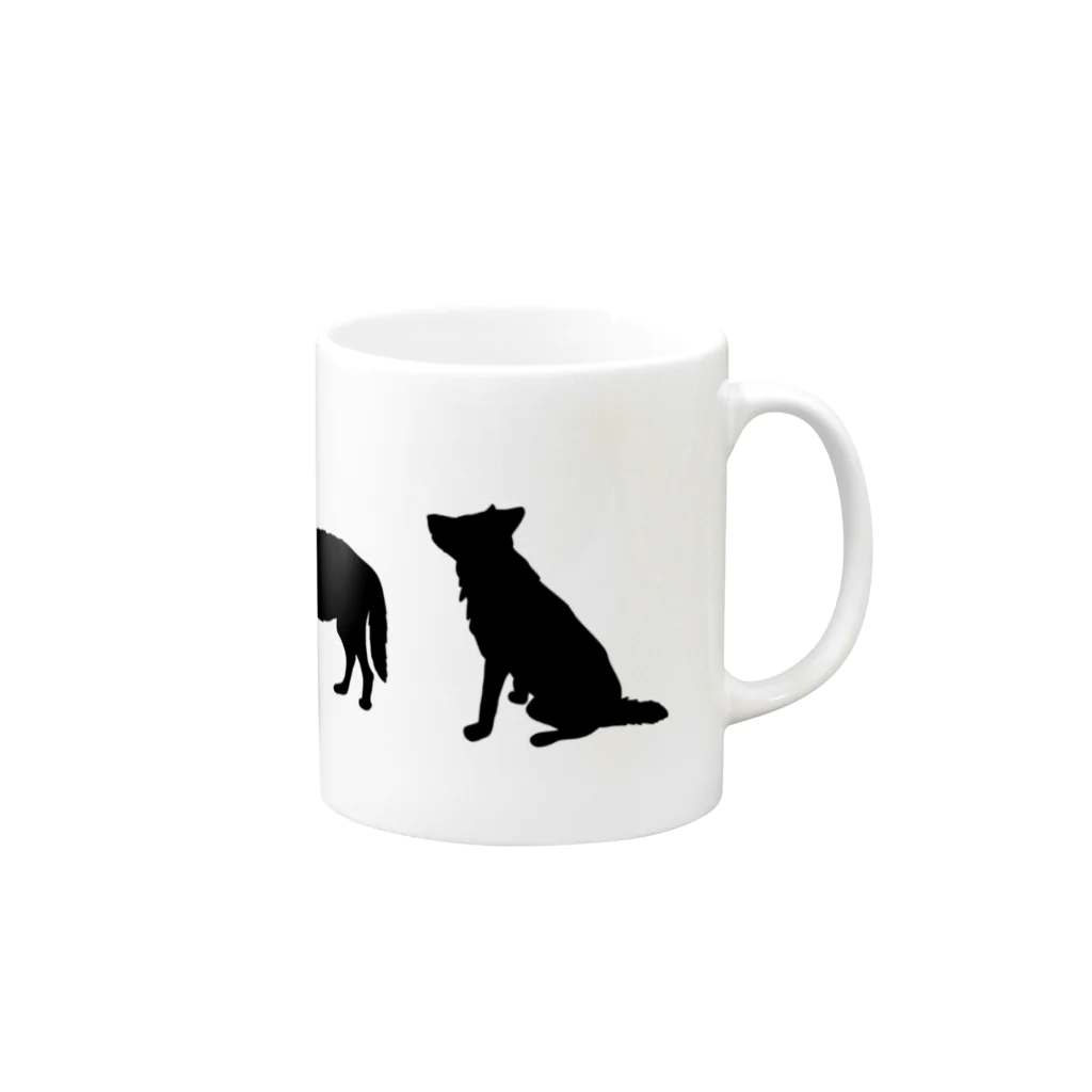 WORLD WOLFの走り出すシルエット狼 Mug :right side of the handle