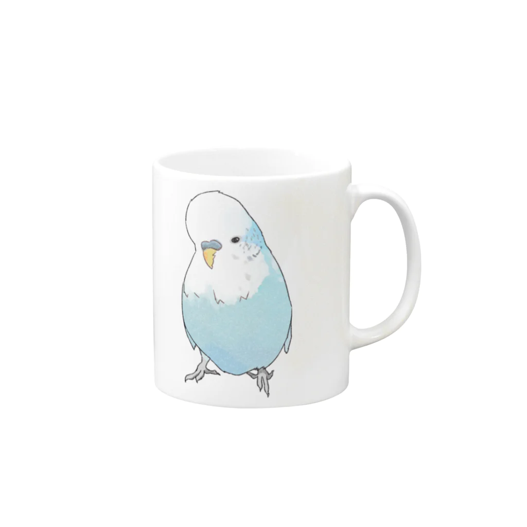 まめるりはことりの可愛いジャンボセキセイインコ【まめるりはことり】 Mug :right side of the handle