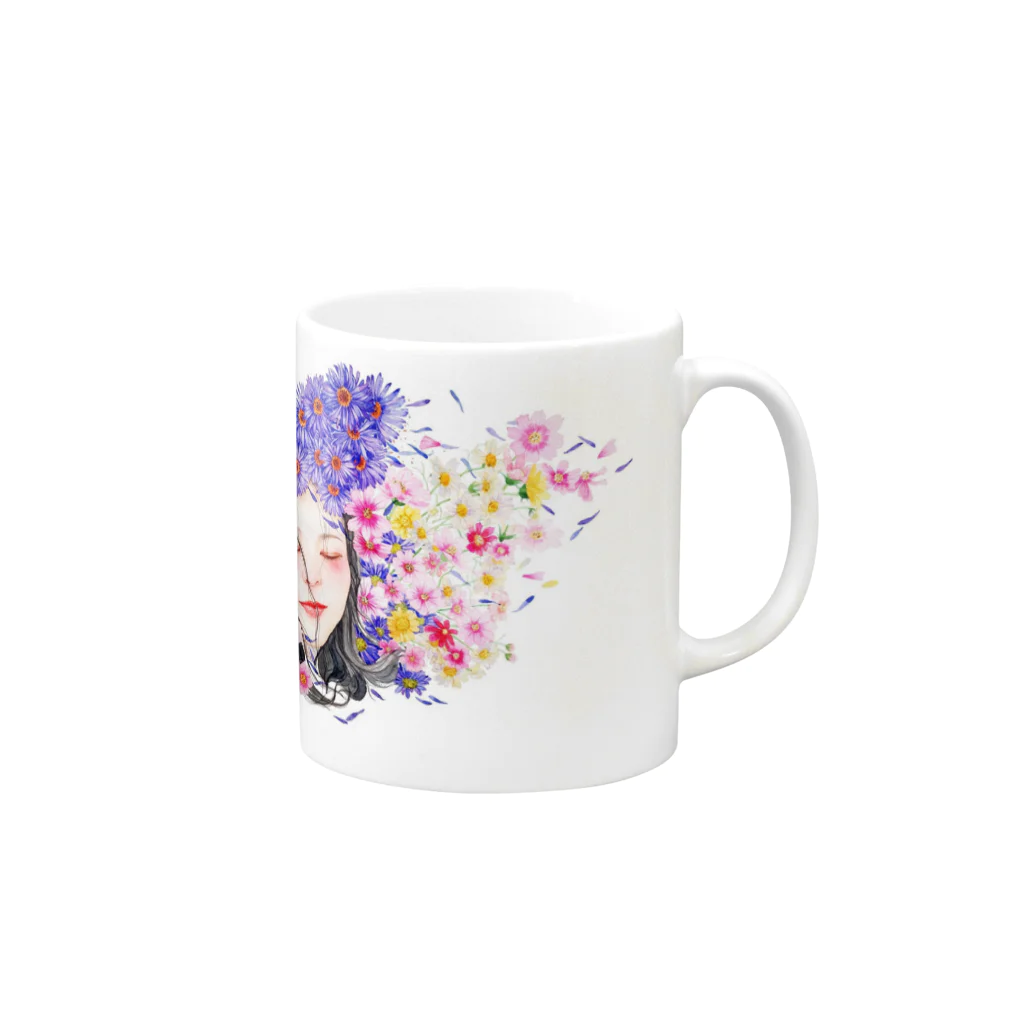 癒しと幸せの占い師・ちぃのお店の恋する乙女 Mug :right side of the handle