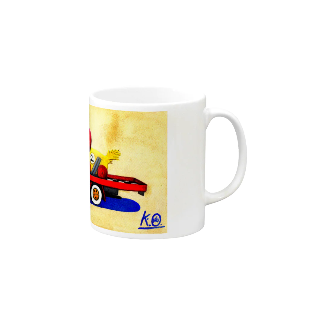 Colour-Trash Suzuri ShopのDuck-Racer Mug :right side of the handle