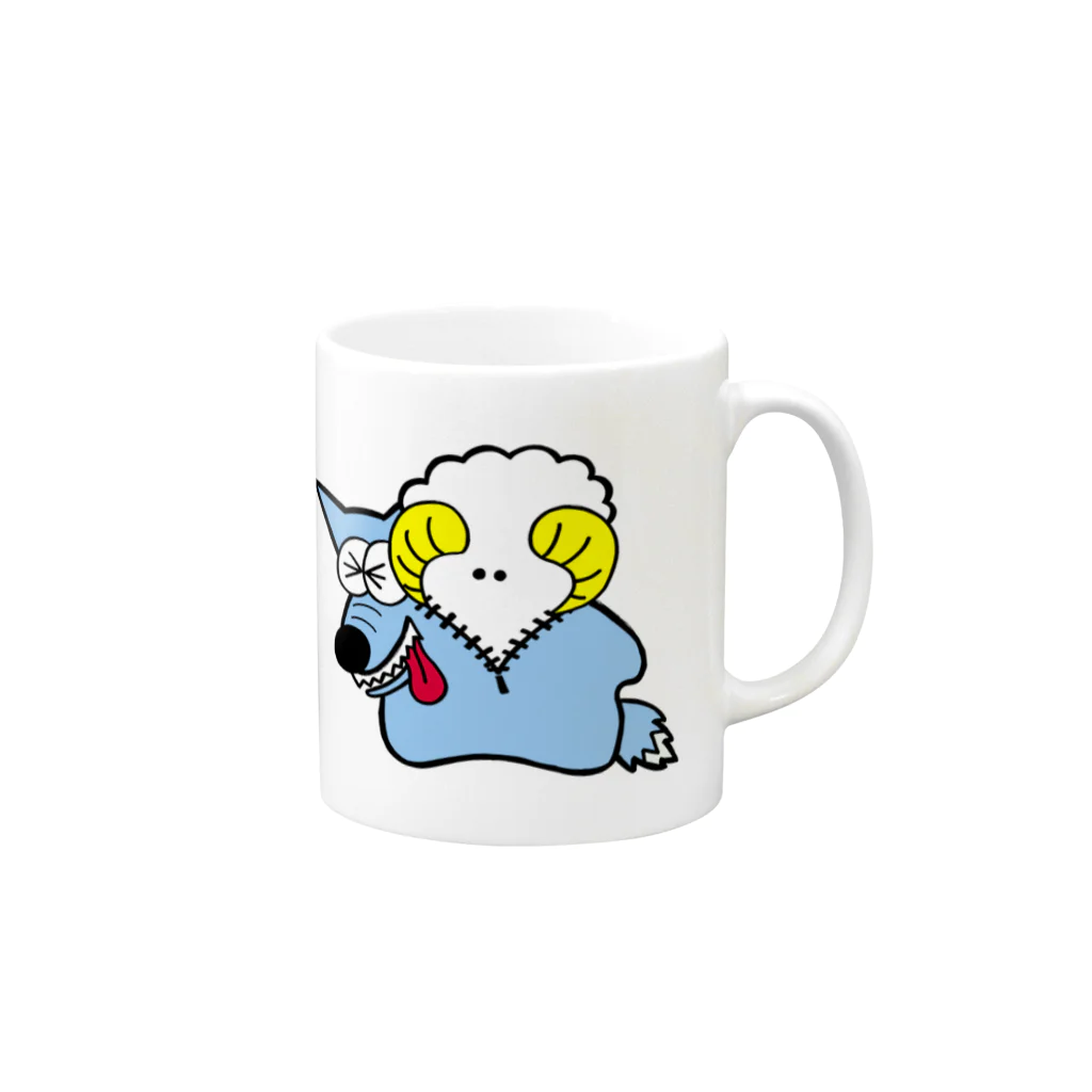 aoki1goのオオカミの皮を被ったヒツジ Mug :right side of the handle