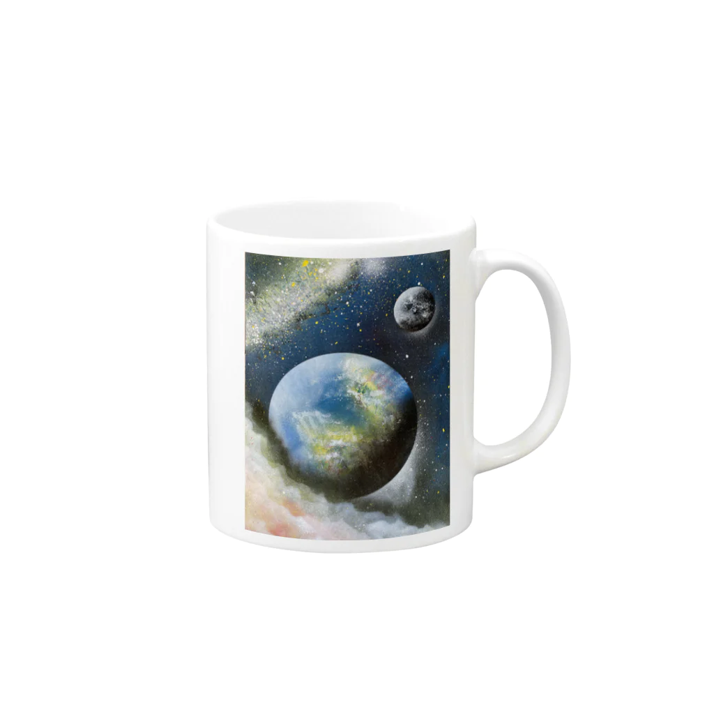 oshimuraのスプレーアート❣️地球🌏　オシムラ作品 マグカップの取っ手の右面