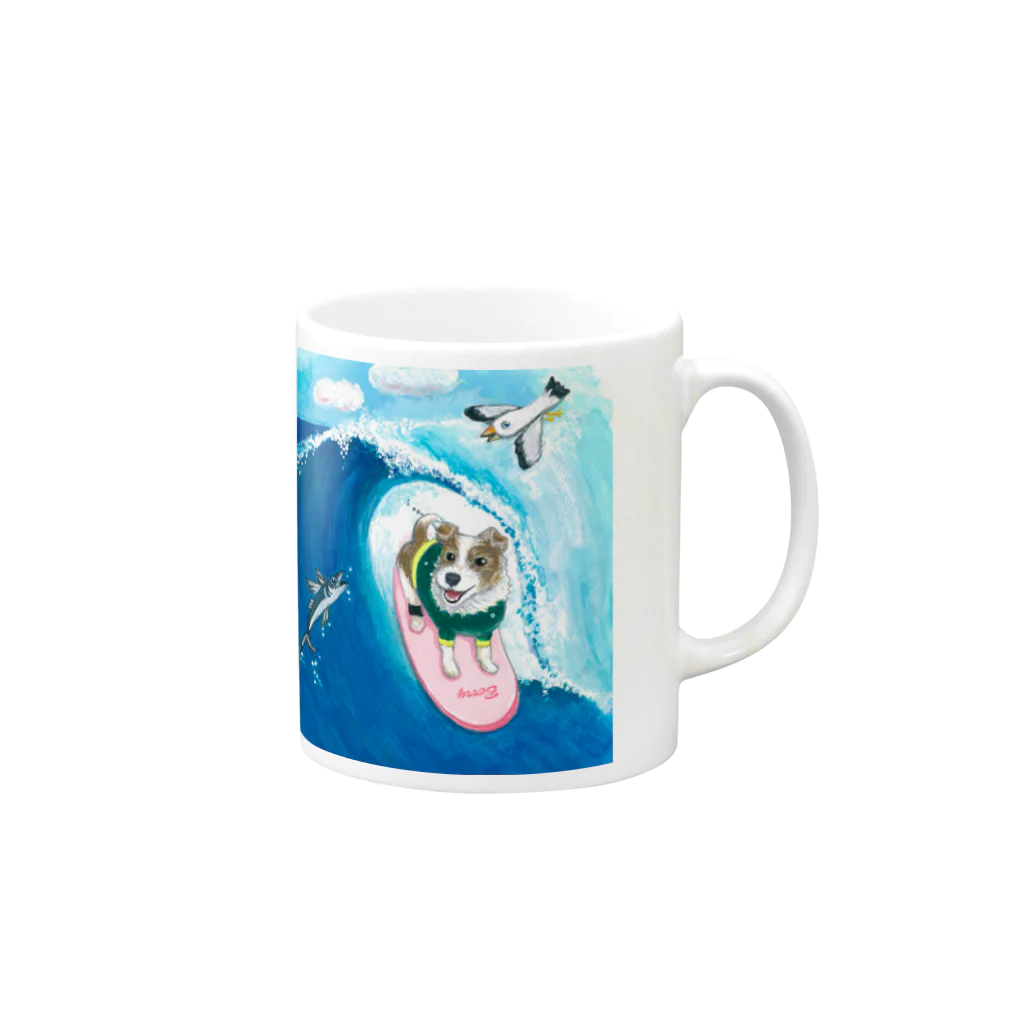 NOLI GIFT SHOPのサーフィン犬 Mug :right side of the handle