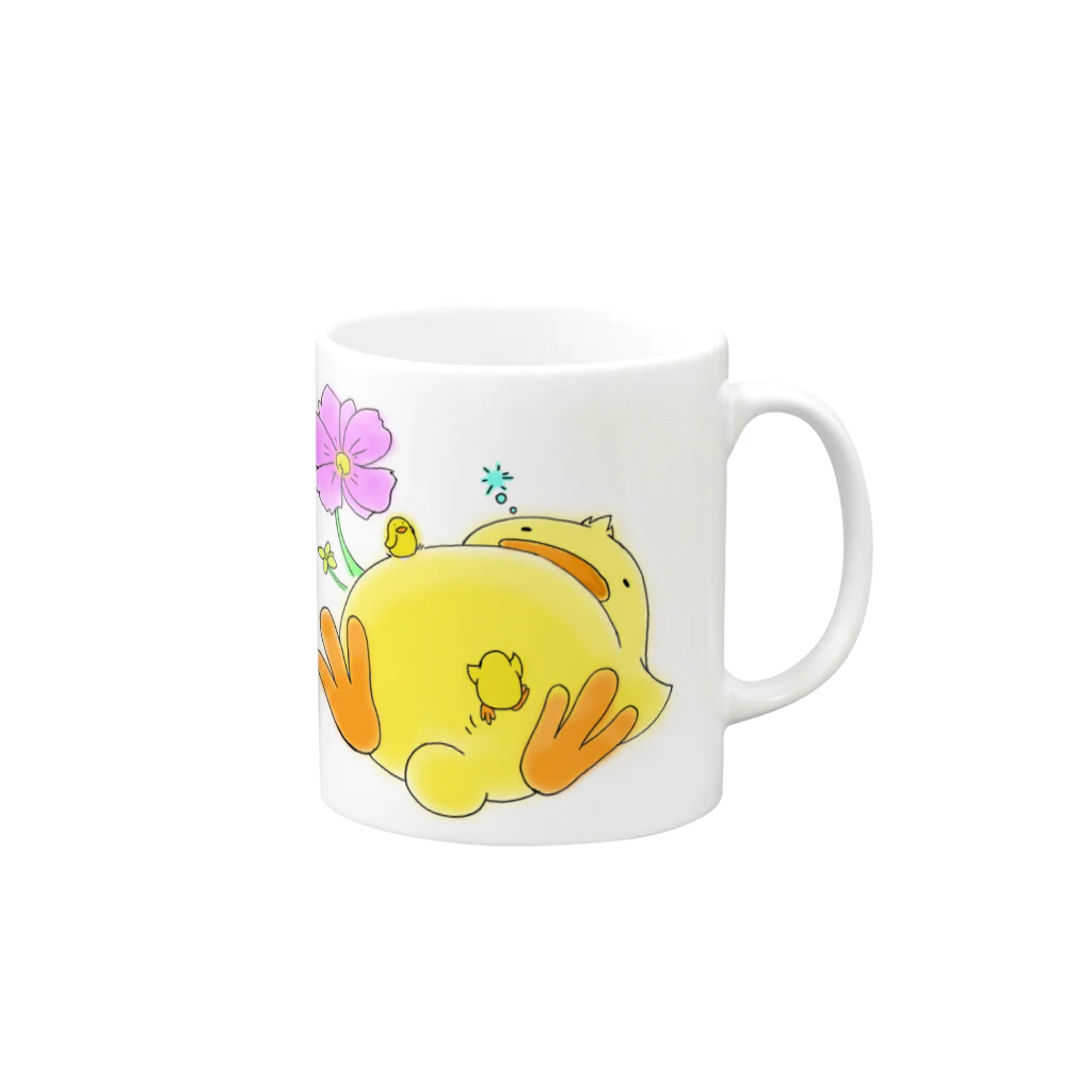 春之助のお昼寝ひよこ Mug :right side of the handle