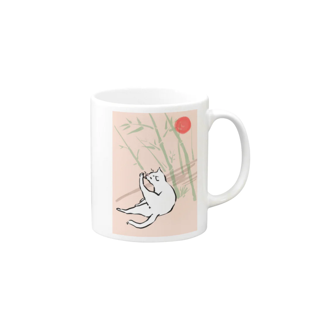 たびー。の日本画風の猫 Mug :right side of the handle