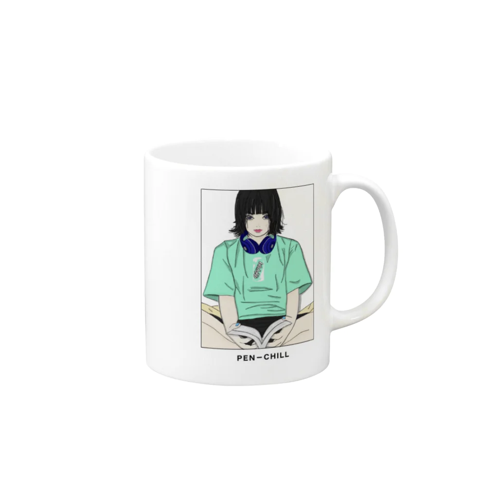 PEN-CHILL.storeのサイダーガール Mug :right side of the handle