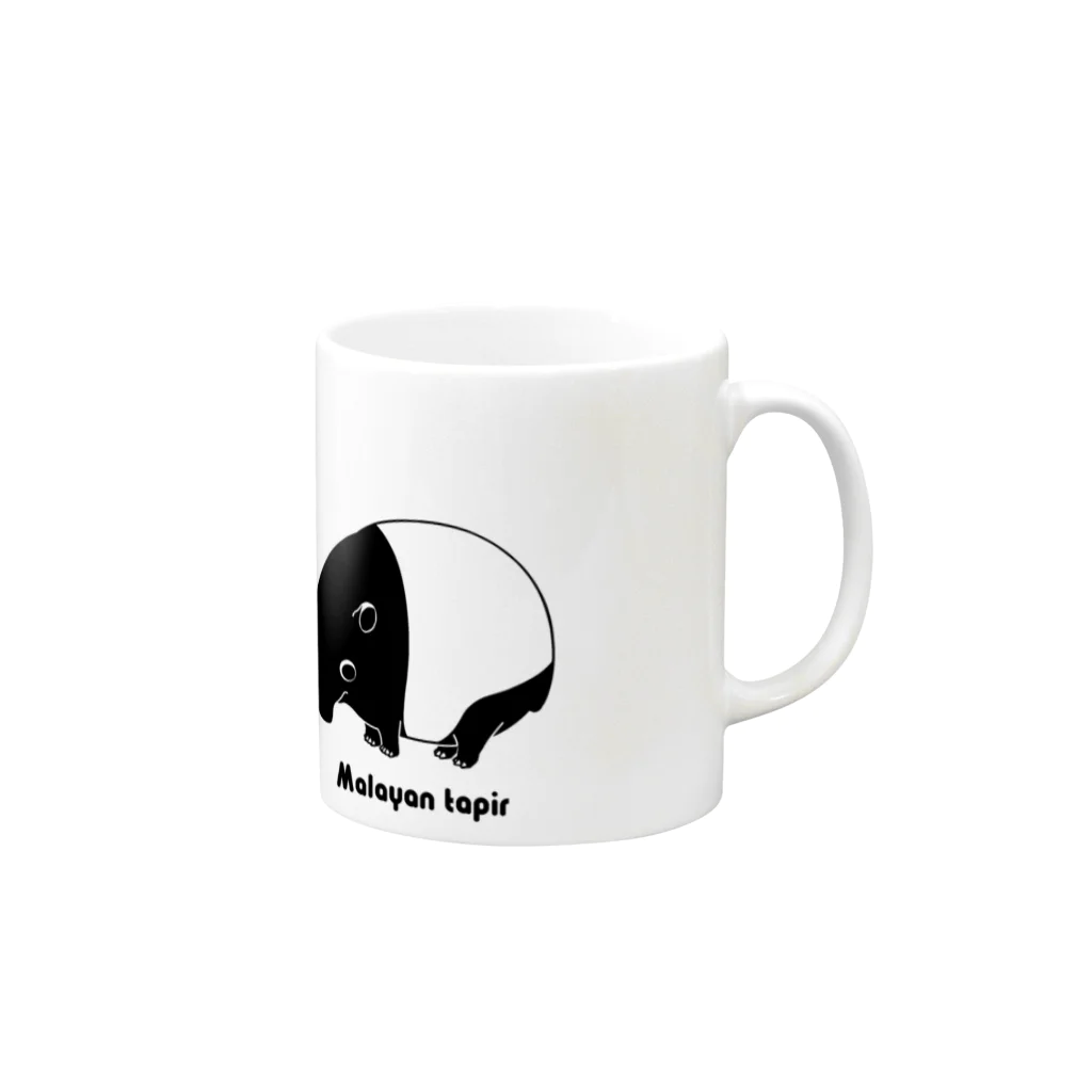 きたざと屋のマレーバクのまれちゃんモノクロVer Mug :right side of the handle