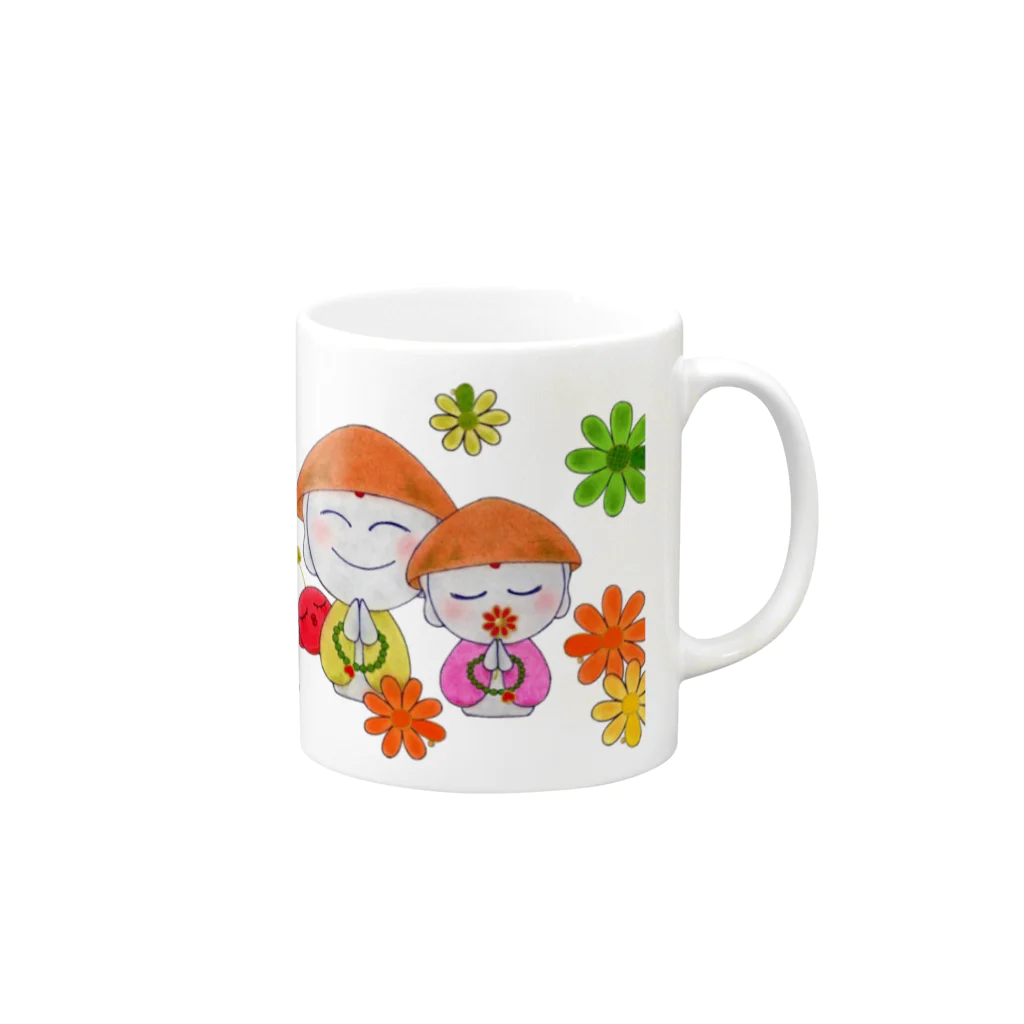 CLOVER-SHOKOのお地蔵さま＊花♪ Mug :right side of the handle