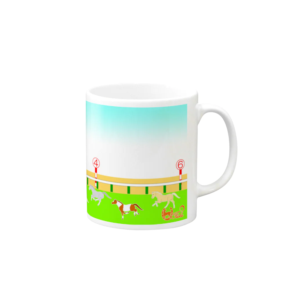 モノツクルヒト　Fuku～ふく～の競馬 マグ フルカラー Mug :right side of the handle