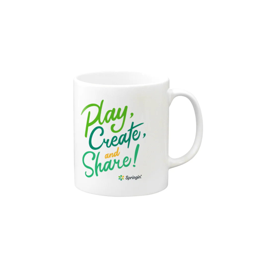 Springin’®オフィシャルショップのSpringin’ 「Play, Create, and Share!」 Mug :right side of the handle