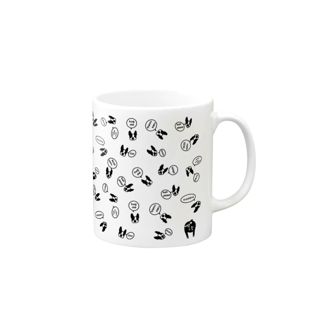 NICO25'S TIMEの吹き出しボストンテリア Mug :right side of the handle