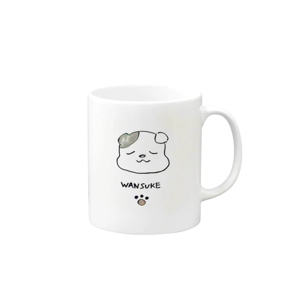 おはぎのわんすけ Mug :right side of the handle