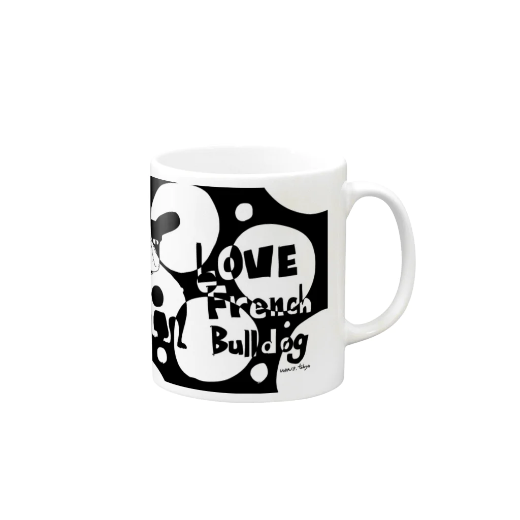 androgyneのLOVE FRENCH-BULLDOG Mug :right side of the handle