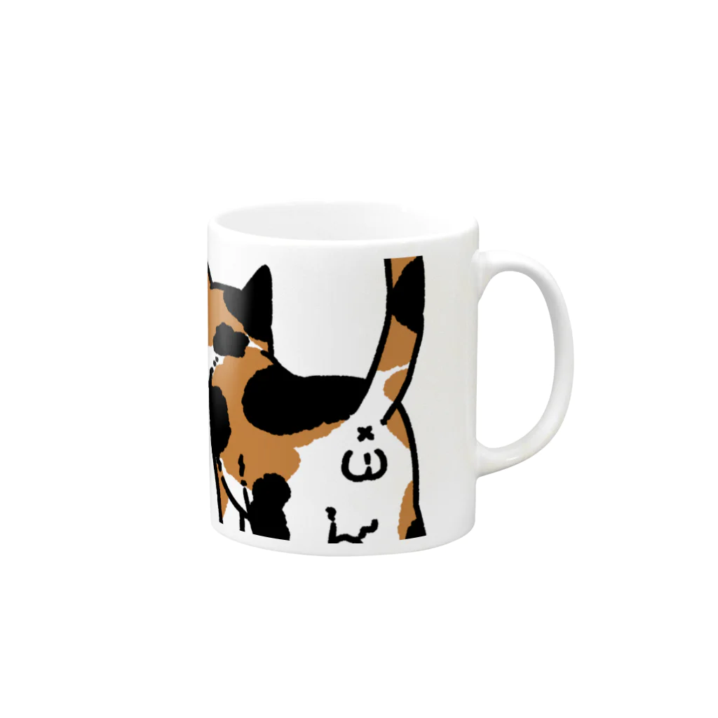 Riotoのねこけつω（三毛猫、アップ） Mug :right side of the handle