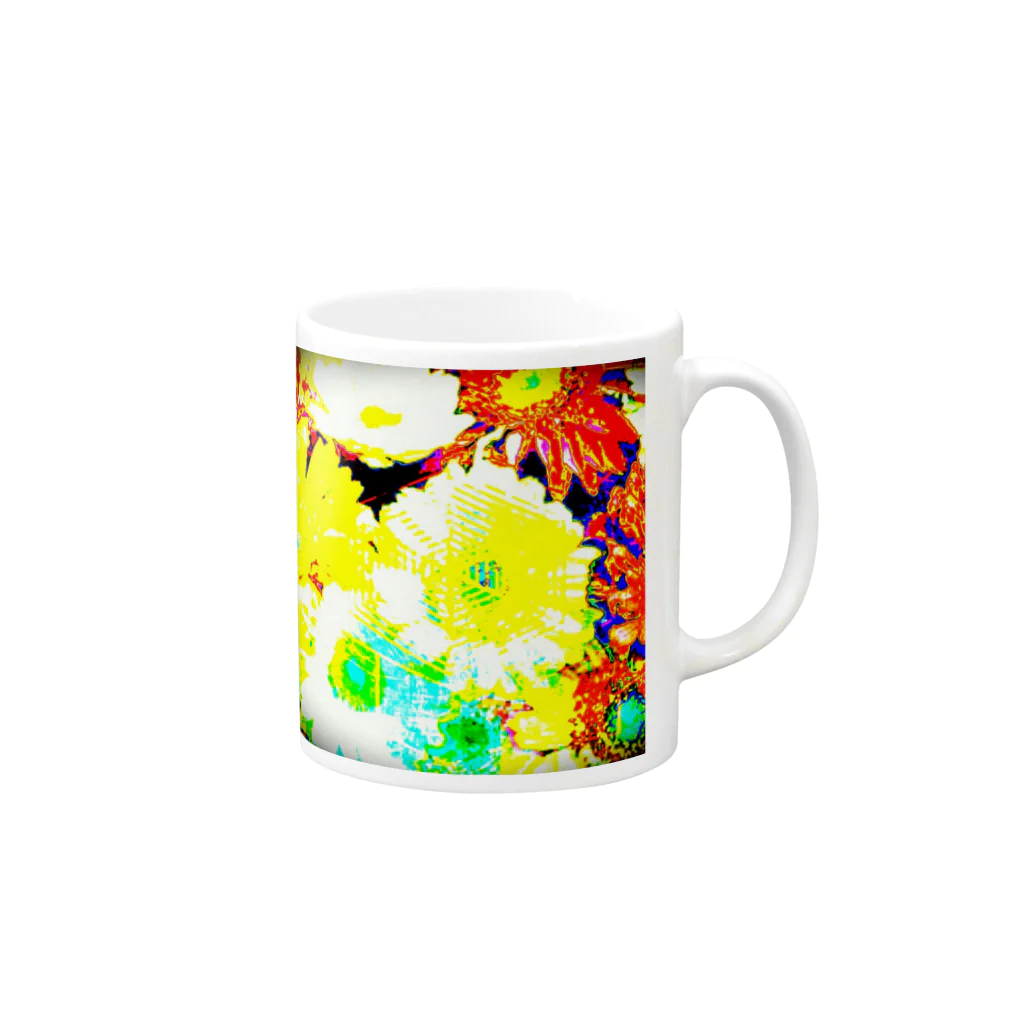 A'S WORLDのyellow×orangeFLOWER Mug :right side of the handle