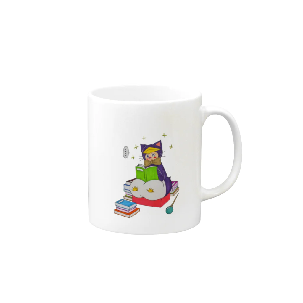 猫戦士のお店のしっかり者のぺんニャン軍曹 カラー Mug :right side of the handle