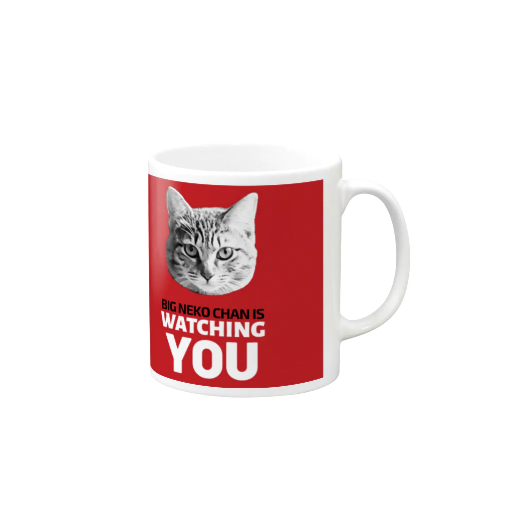 さばのBIG NEKO CHAN IS WATCHING YOU Mug :right side of the handle