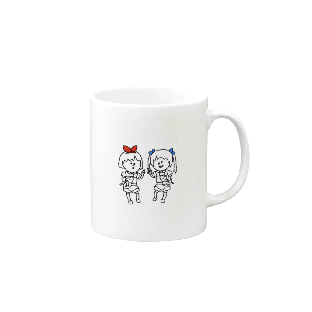 おめが商店 SUZURI支店のおめがの2人 Mug :right side of the handle