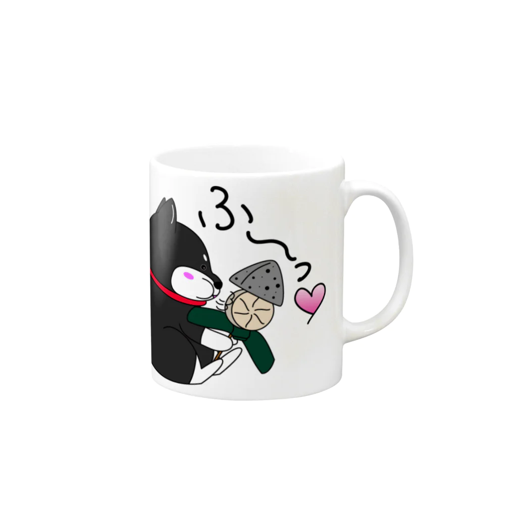 黒柴の梅吉でやんすのちゃっぶい季節にはおでんが1番！ Mug :right side of the handle