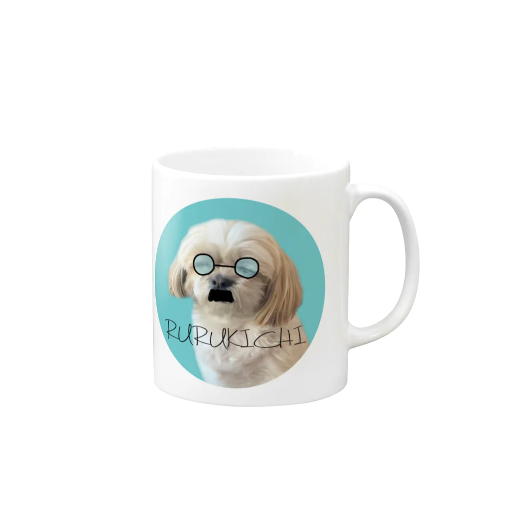 RURUKICHIのお洒落おじさん風な犬マグカップ Mug :right side of the handle