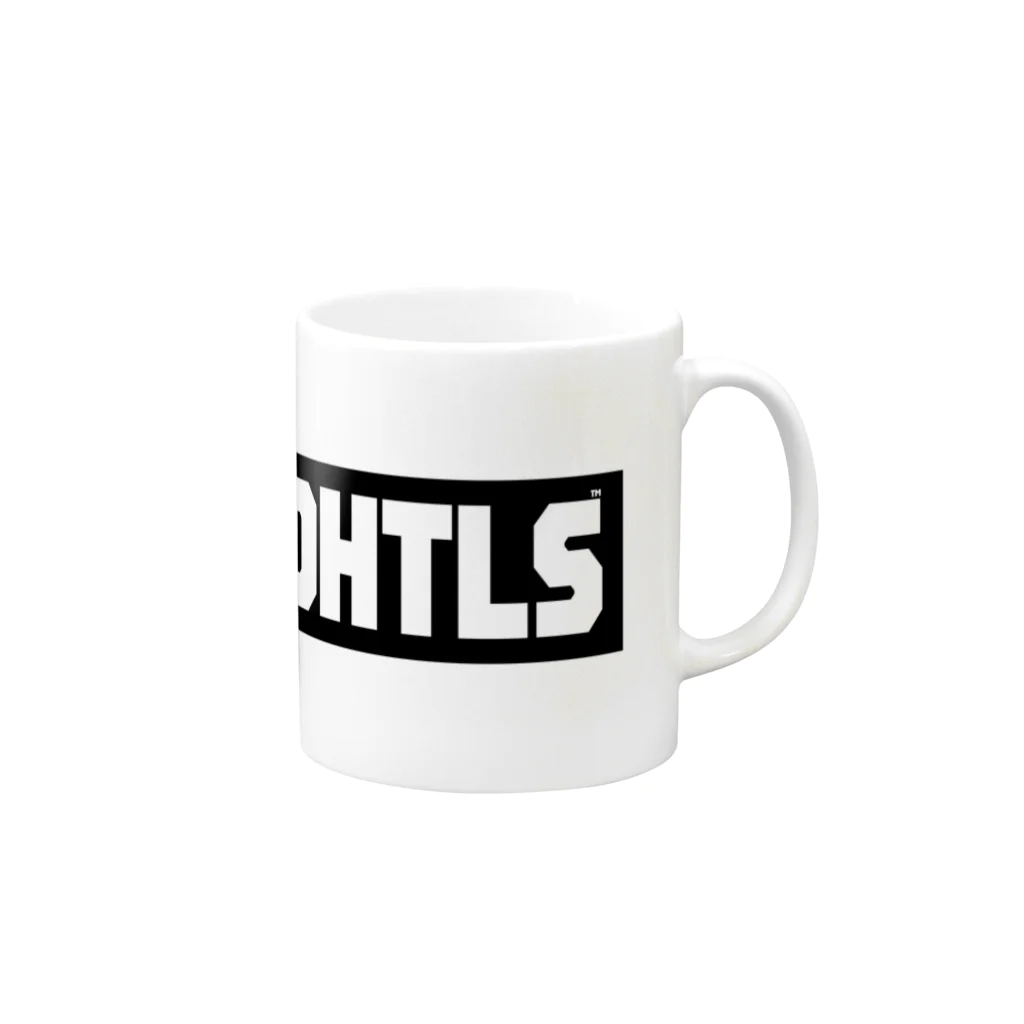 ニンジャスレイヤー公式/ダイハードテイルズのDHTLS LOGO BW マグカップの取っ手の右面