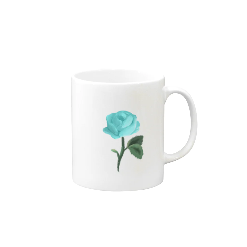 みちのblue flower  Mug :right side of the handle