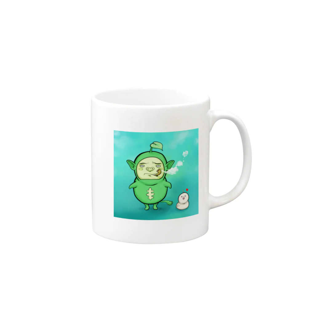 ポックルコロのポックル＆ピーちゃん Mug :right side of the handle