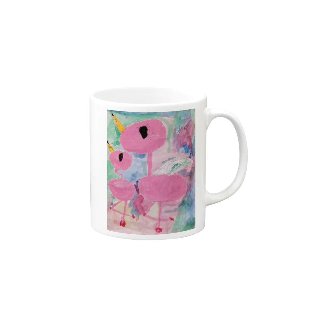 oekakiのオエカキ_ Flamingo Mug :right side of the handle