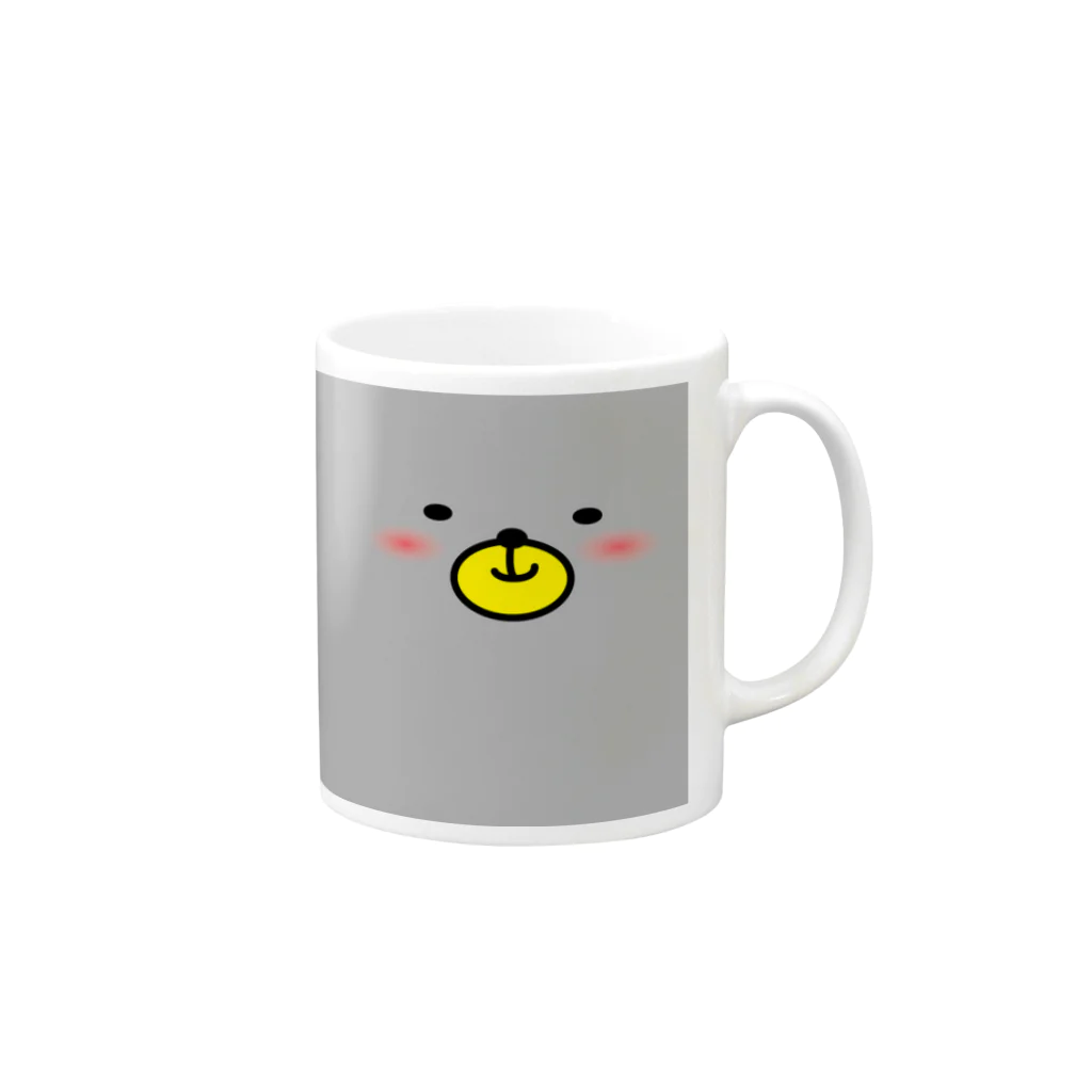 けいせんのグレーとイエローのくま Mug :right side of the handle