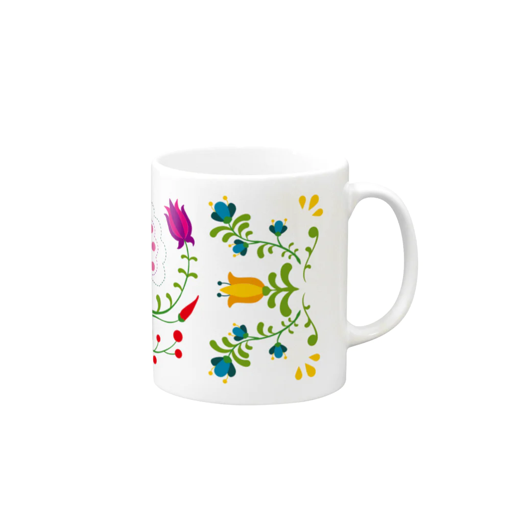 Drecome_Designのクジャクと花 Mug :right side of the handle