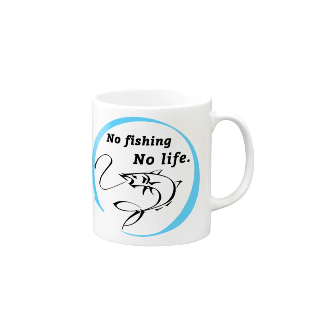 ねこねこうおのNO fishing No life. Mug :right side of the handle