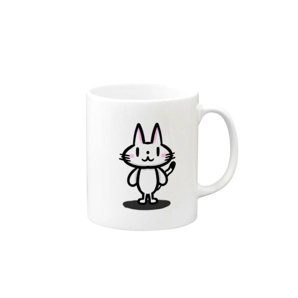 ここなつ55のゆるねこシンプル Mug :right side of the handle